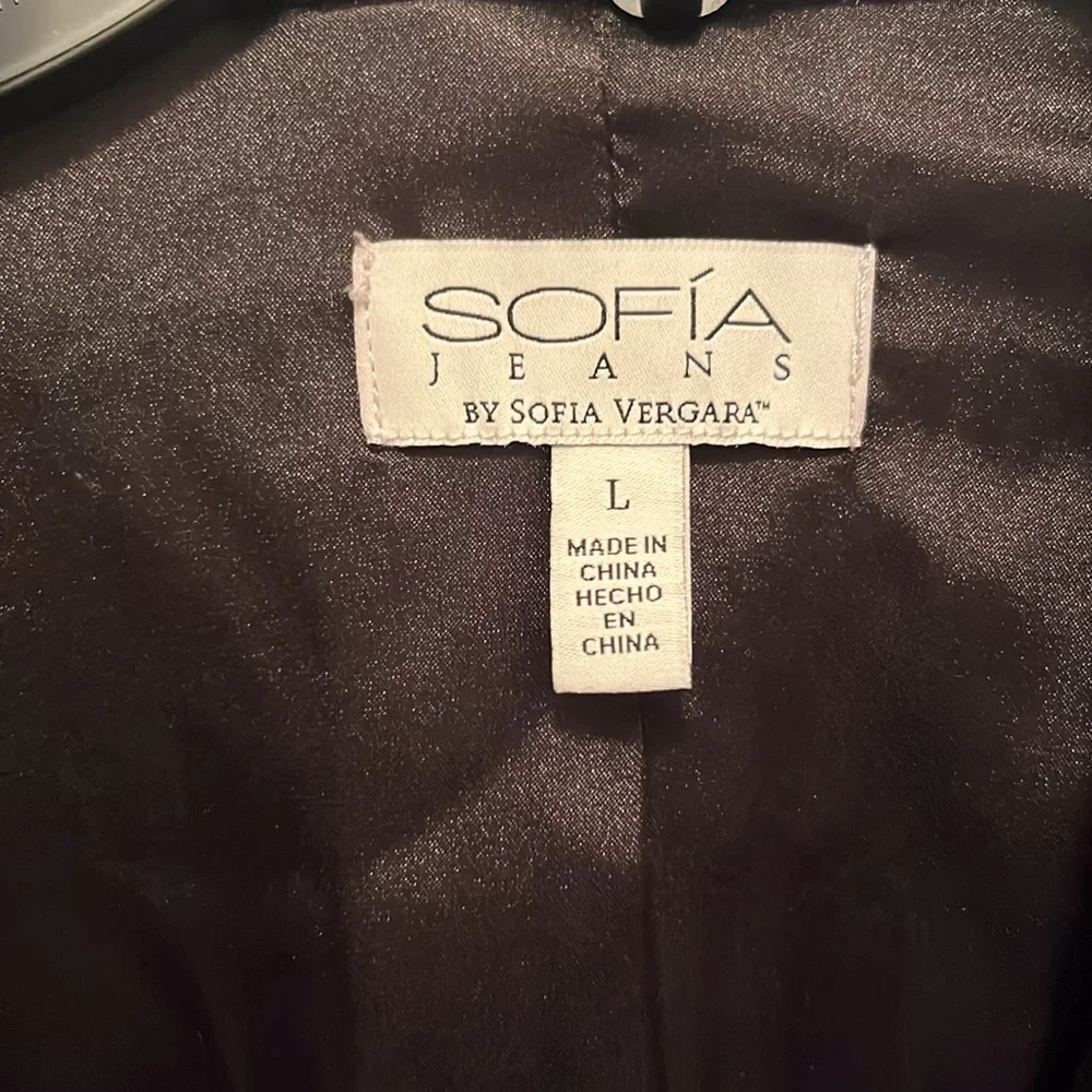 SOFIA Jeans Black Double-Breast Blazer Velvet feel USED excellent condition Sz L - Picture 2 of 8